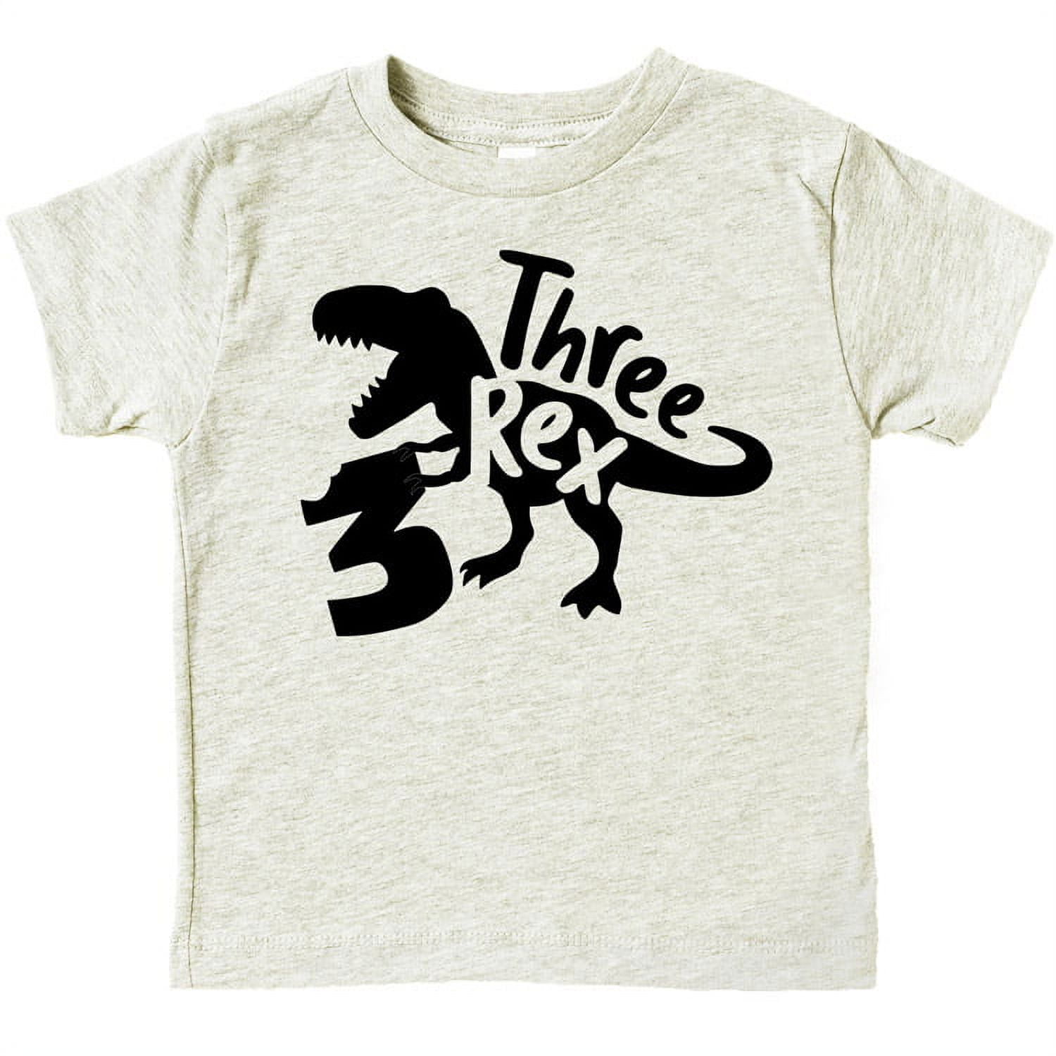 Three Rex T-Rex Chomp 3rd Birthday T-Shirts for Baby Girls and