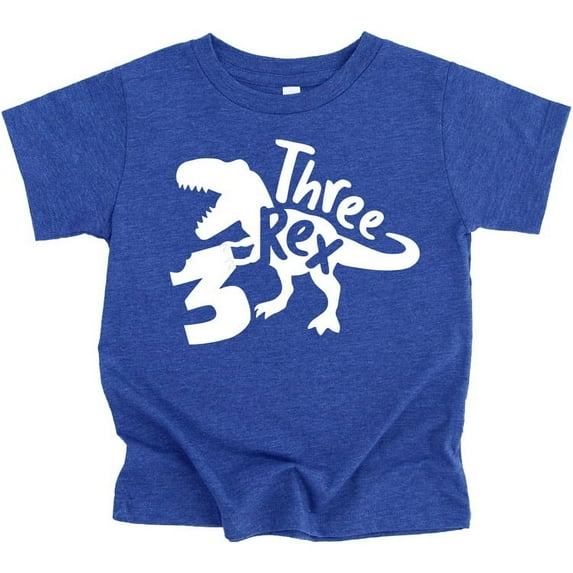 Three Rex T-Rex Chomp 3rd Birthday T-Shirts for Baby Girls and Boys Third Birthday Outfit Vintage Royal Shirt 5-6