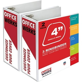 Performore 3 Ring Binder, Professional Angle D Ring 4 Inch, Presentation Folder for Standard Pages 8.5 x 11 with Pockets, Crystal Clear View White (2 Pack)
