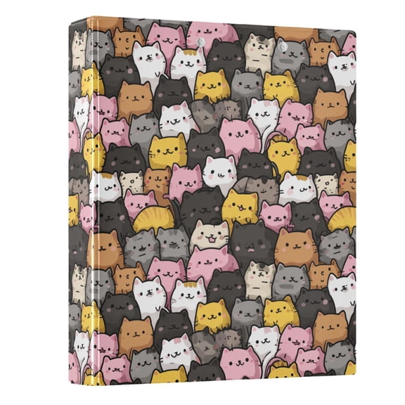 Three Ring Binder Anime Cats 1.5 Inch Round Binder D-Rings for Office Supplies and More