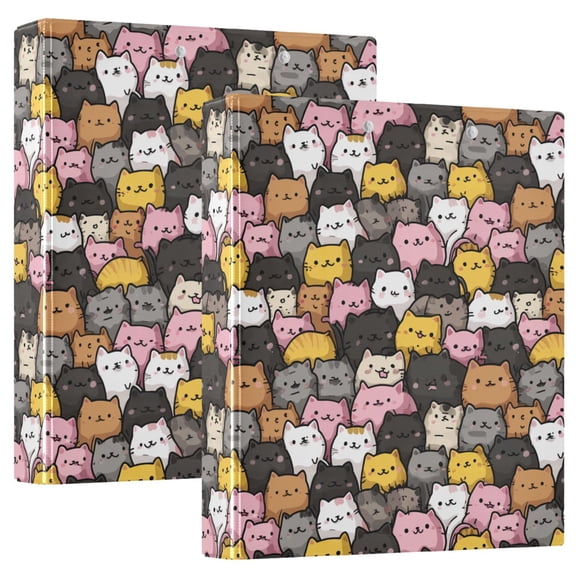 Three Ring Binder Anime Cats 1.5 Inch Round Binder D-Rings for Office Supplies and More