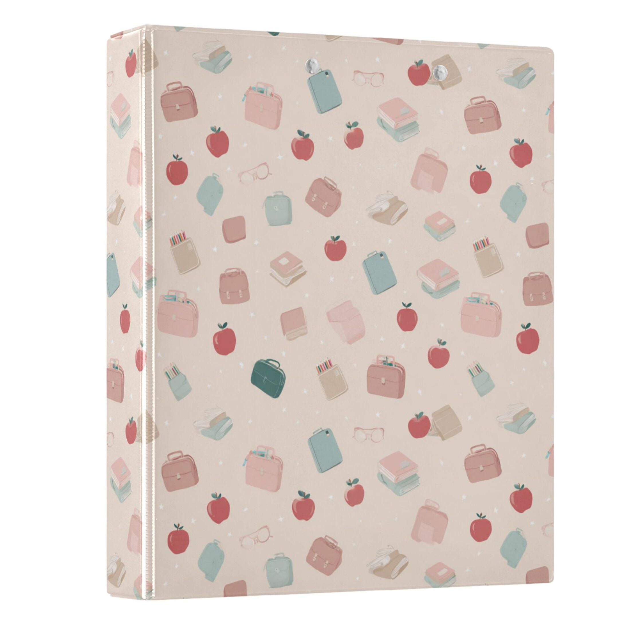 Three Ring Binder Apple Book Pencil Case 1.5 Inch Round Binder D-Rings for Office Supplies and More