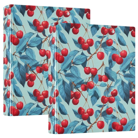 Three Ring Binder Azure Leaves and Cherries 1.5 Inch Round Binder D-Rings for Office Supplies and More