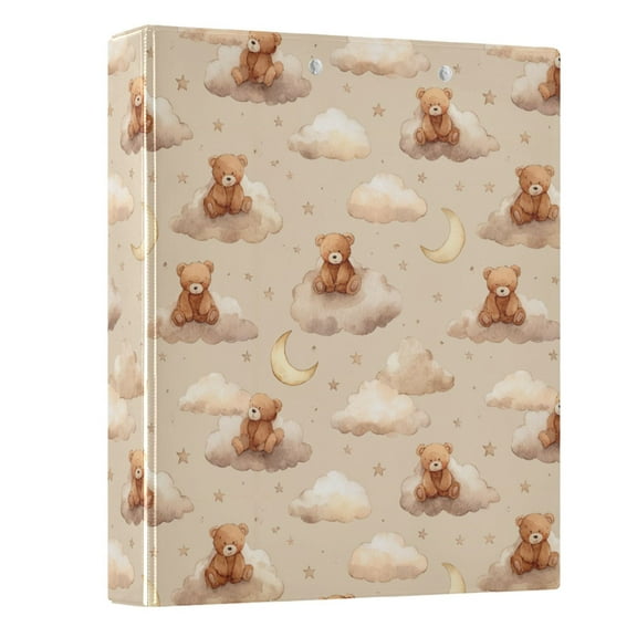 Three Ring Binder Bear Cloud Star 1.5 Inch Round Binder D-Rings for Office Supplies and More