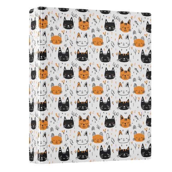 Three Ring Binder Black Orange Cat 1.5 Inch Round Binder D-Rings for ...