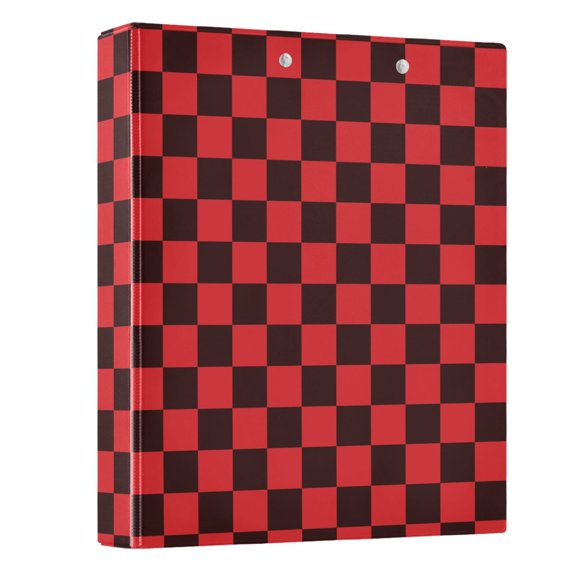 Three Ring Binder Black Red Checked 1.5 Inch Round Binder D-Rings for Office Supplies and More