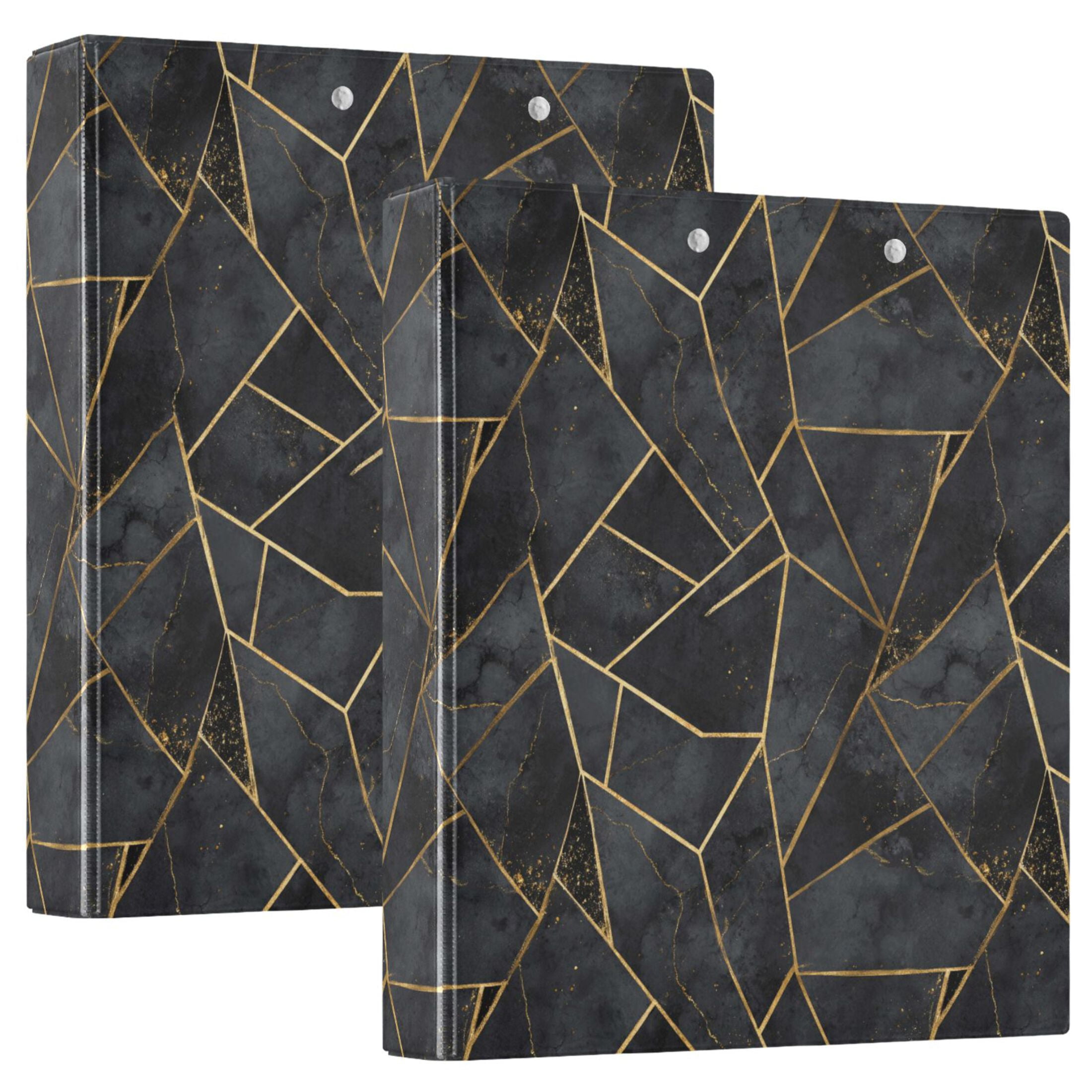 Three Ring Binder Black and Gold Abstract Marble 1.5 Inch Round Binder ...