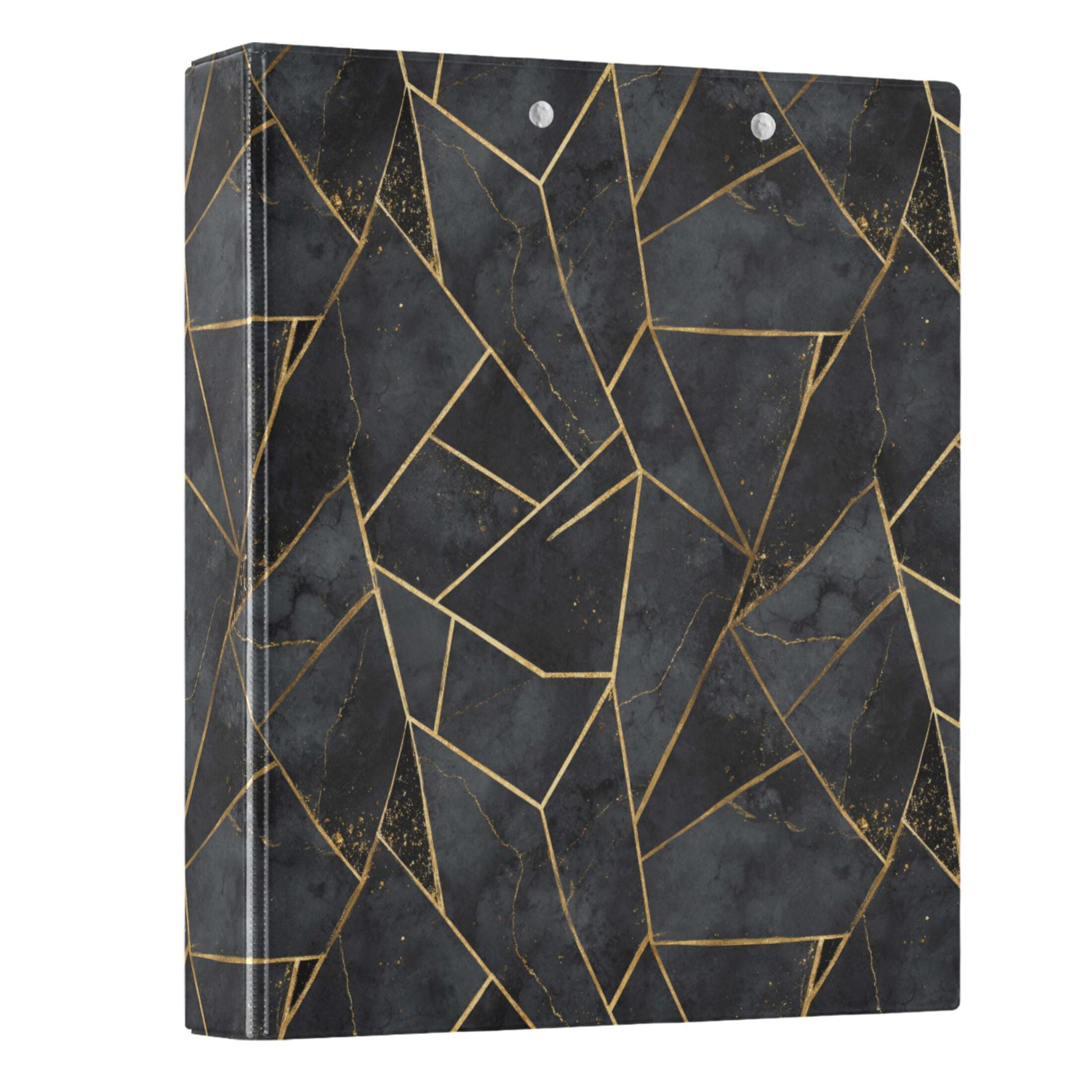 Three Ring Binder Black and Gold Abstract Marble 1.5 Inch Round Binder ...