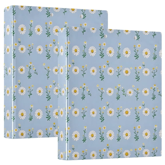 Three Ring Binder Blue Background Daisy 1.5 Inch Round Binder D-Rings for Office Supplies and More