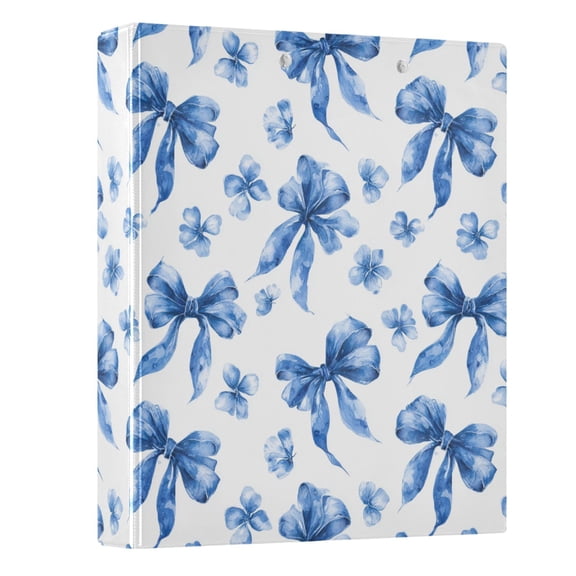 Three Ring Binder Blue Bows and Floral 1.5 Inch Round Binder D-Rings for Office Supplies and More