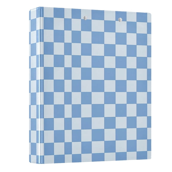 Three Ring Binder Blue Check 1.5 Inch Round Binder D-Rings for Office Supplies and More