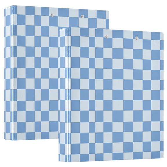Three Ring Binder Blue Check 1.5 Inch Round Binder D-Rings for Office Supplies and More