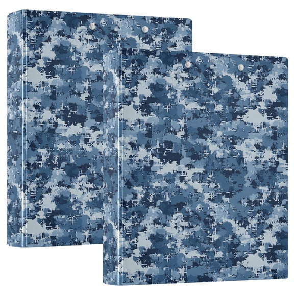 Three Ring Binder Blue Digital Camouflage 1.5 Inch Round Binder D-Rings for Office Supplies and More