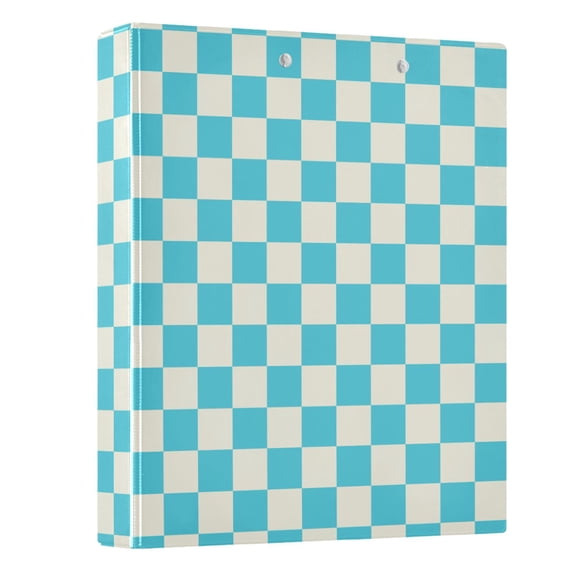 Three Ring Binder Blue White Checked 1.5 Inch Round Binder D-Rings for Office Supplies and More