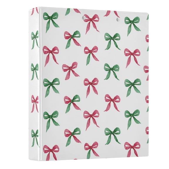 Three Ring Binder Bow Red and Green 1.5 Inch Round Binder D-Rings for Office Supplies and More