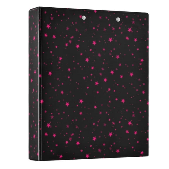 Three Ring Binder Bright Pink Stars 1.5 Inch Round Binder D-Rings for Office Supplies and More