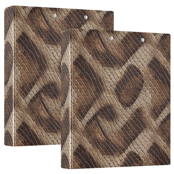 Three Ring Binder Brown Python Leather 1.5 Inch Round Binder D-Rings for Office Supplies and More