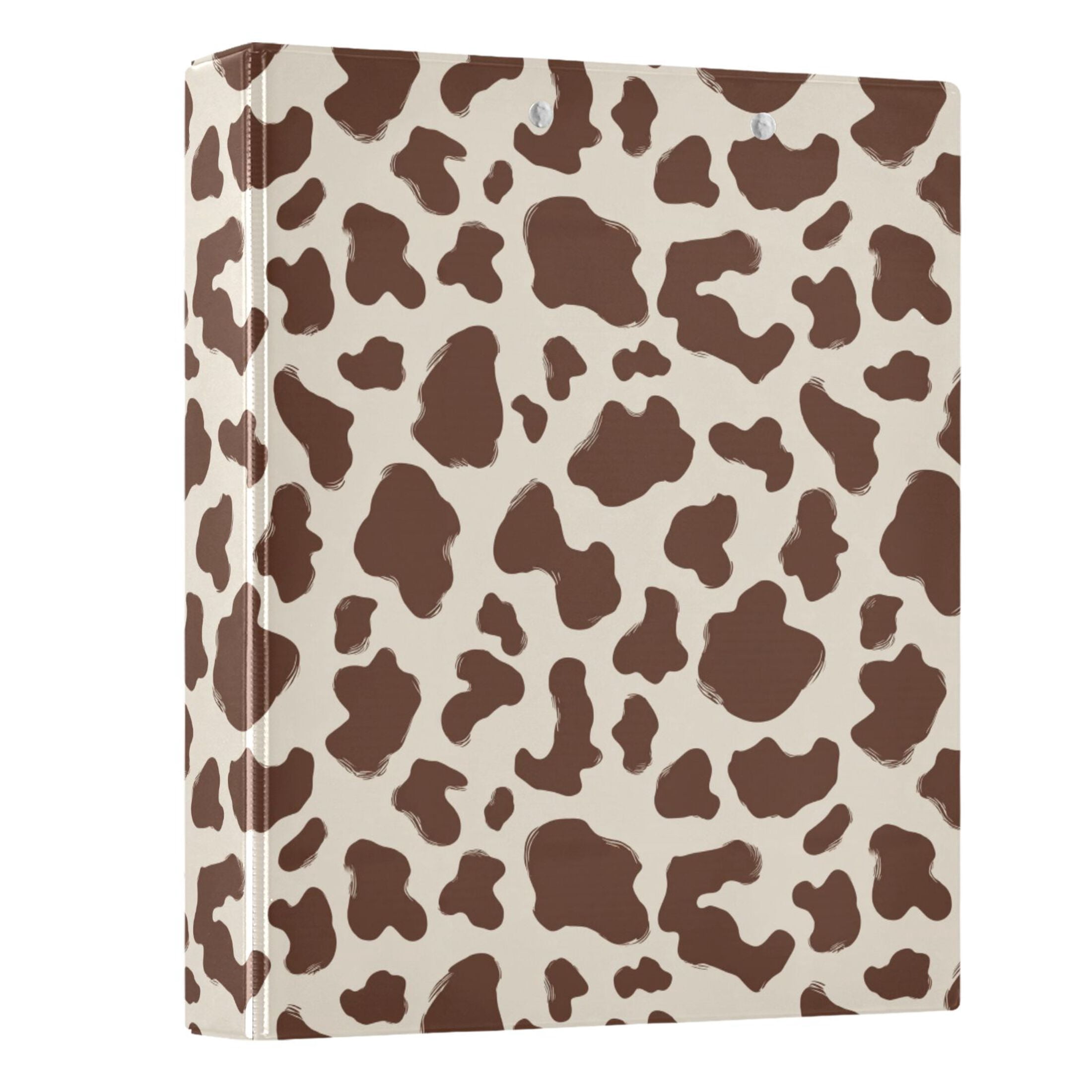 Three Ring Binder Brown and White Cow Print Spots 1.5 Inch Round Binder D-Rings for Office Supplies and More