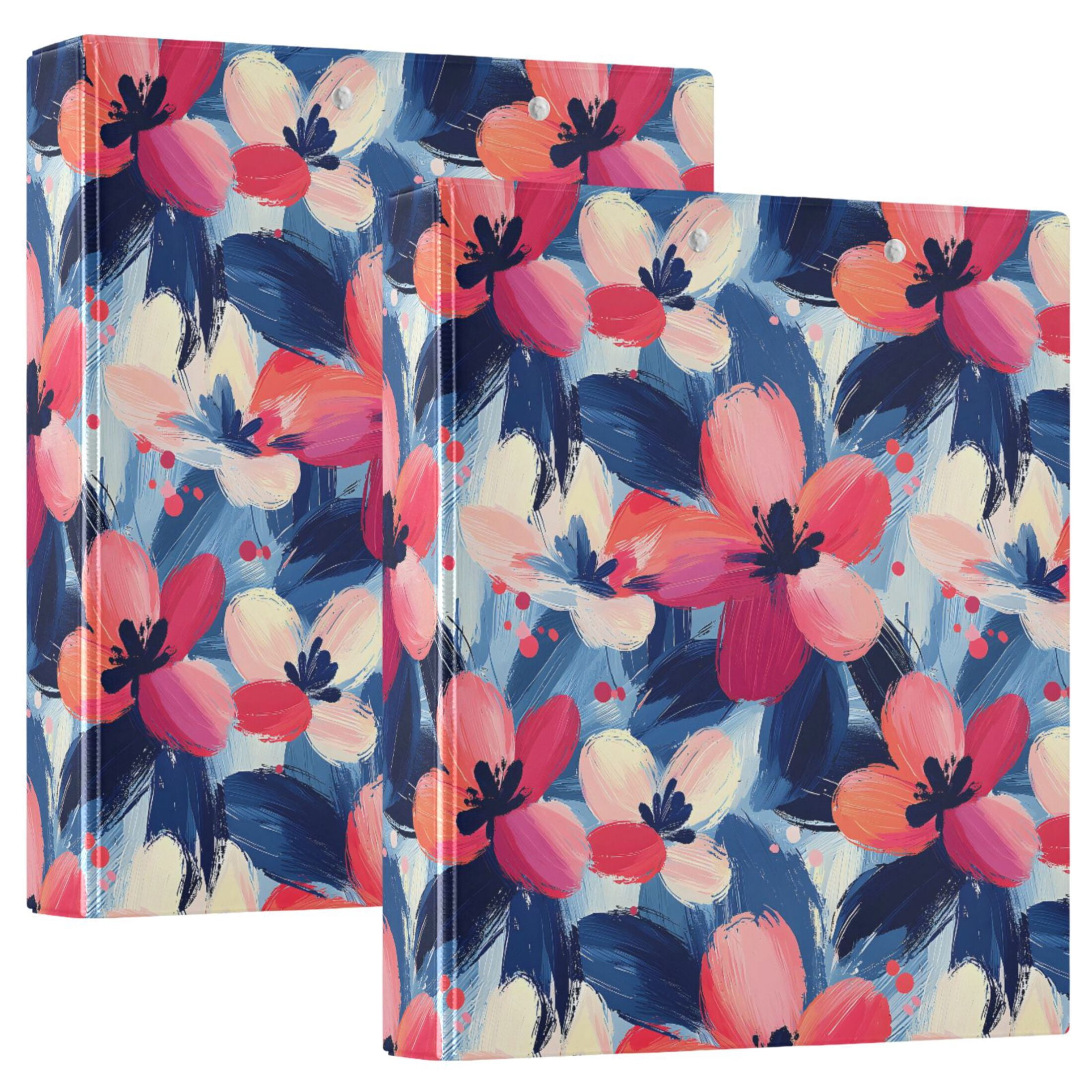 Three Ring Binder Brushstroke Floral 1.5 Inch Round Binder D-Rings for ...