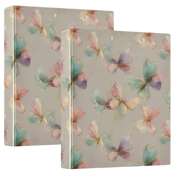 Three Ring Binder Butterfly Soft Colors 1.5 Inch Round Binder D-Rings for Office Supplies and More