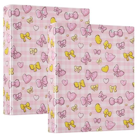 Three Ring Binder Cartoon Pink Bow 1.5 Inch Round Binder D-Rings for Office Supplies and More