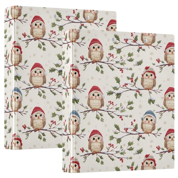 Three Ring Binder Christmas Owl on A Branch 1.5 Inch Round Binder D-Rings for Office Supplies and More