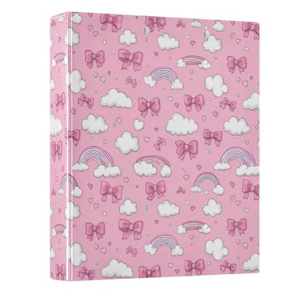 Three Ring Binder Clouds Love Rainbow Bow 1.5 Inch Round Binder D-Rings for Office Supplies and More