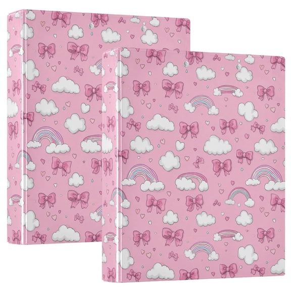 Three Ring Binder Clouds Love Rainbow Bow 1.5 Inch Round Binder D-Rings for Office Supplies and More