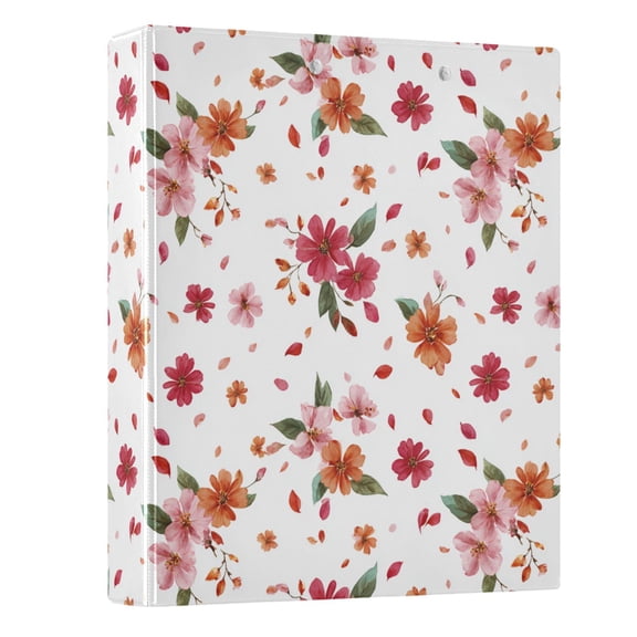 Three Ring Binder Clusters Of Small Red Flowers 1.5 Inch Round Binder D-Rings for Office Supplies and More