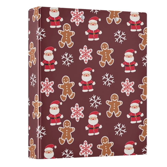 Three Ring Binder Cookies Santa Snowflakes Pattern 1.5 Inch Round Binder D-Rings for Office Supplies and More