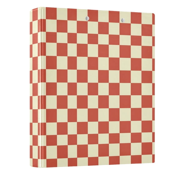 Three Ring Binder Coral Cream Check 1.5 Inch Round Binder D-Rings for Office Supplies and More
