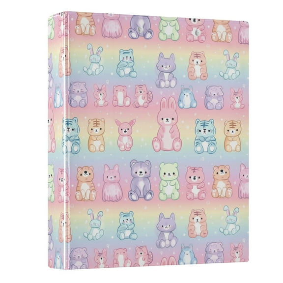 Three Ring Binder Cute Animals 1.5 Inch Round Binder D-Rings for Office Supplies and More