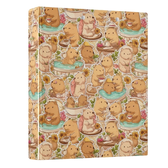 Three Ring Binder Cute Capybaras 1.5 Inch Round Binder D-Rings for Office Supplies and More