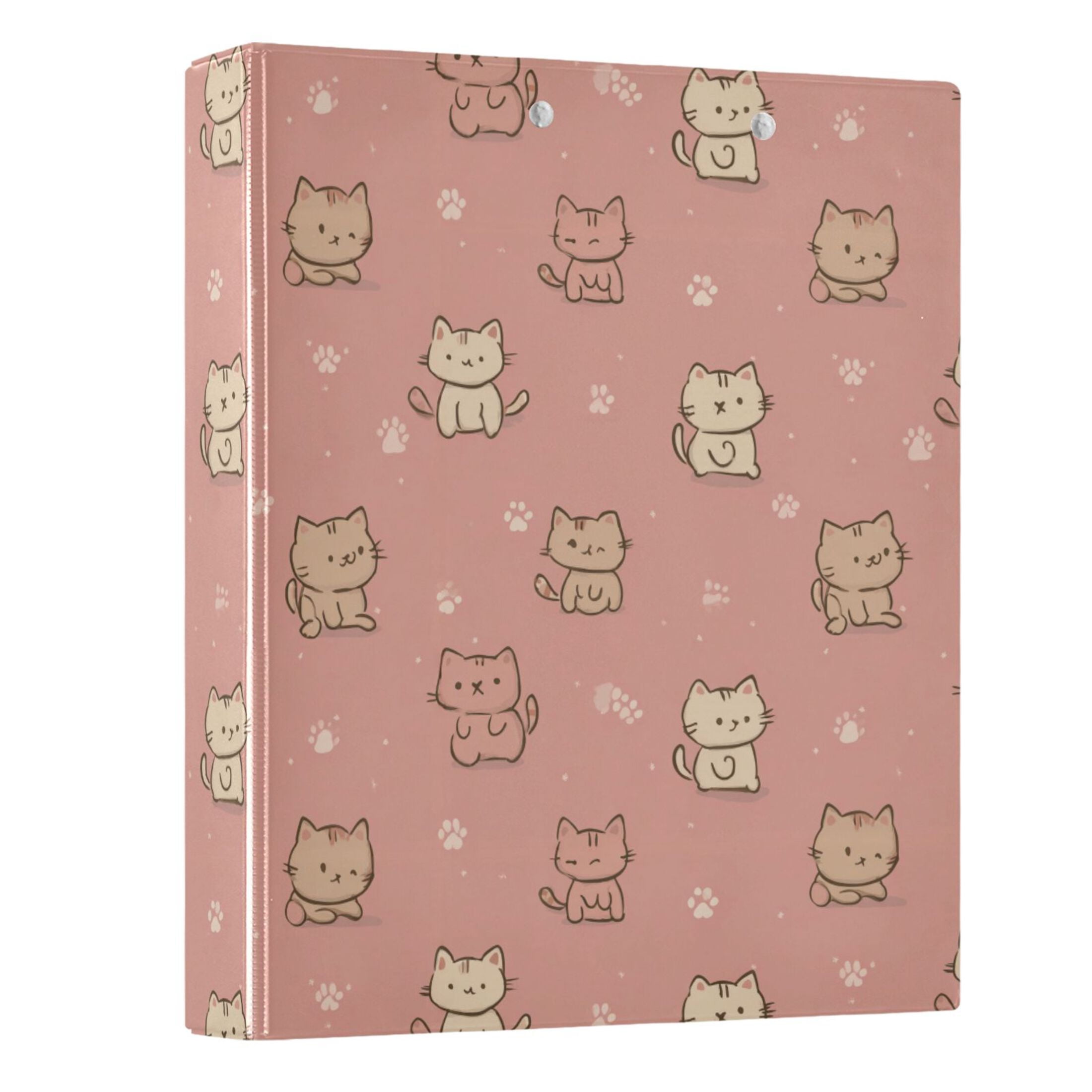 Three Ring Binder Cute Cartoon Cat 1.5 Inch Round Binder D-Rings for Office Supplies and More
