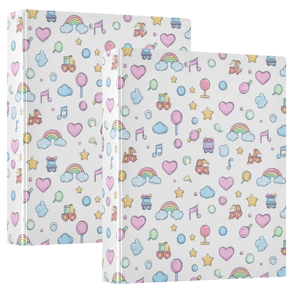 Three Ring Binder Cute Cartoon Elements 1.5 Inch Round Binder D-Rings for Office Supplies and More