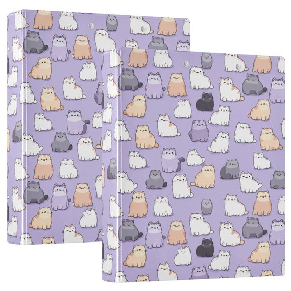 Three Ring Binder Cute Cat 1.5 Inch Round Binder D-Rings for Office Supplies and More