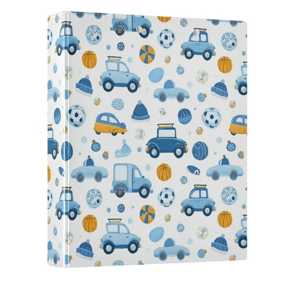 Three Ring Binder Cute Children's Cars 1.5 Inch Round Binder D-Rings for Office Supplies and More