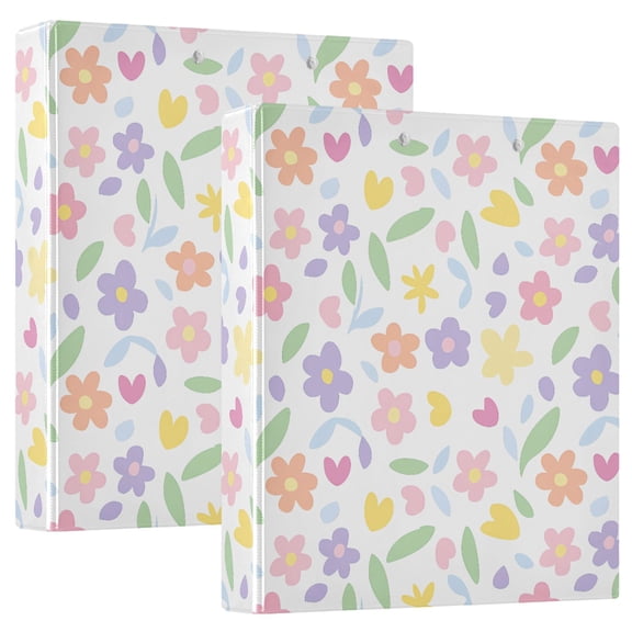 Three Ring Binder Cute Flowers 1.5 Inch Round Binder D-Rings for Office Supplies and More
