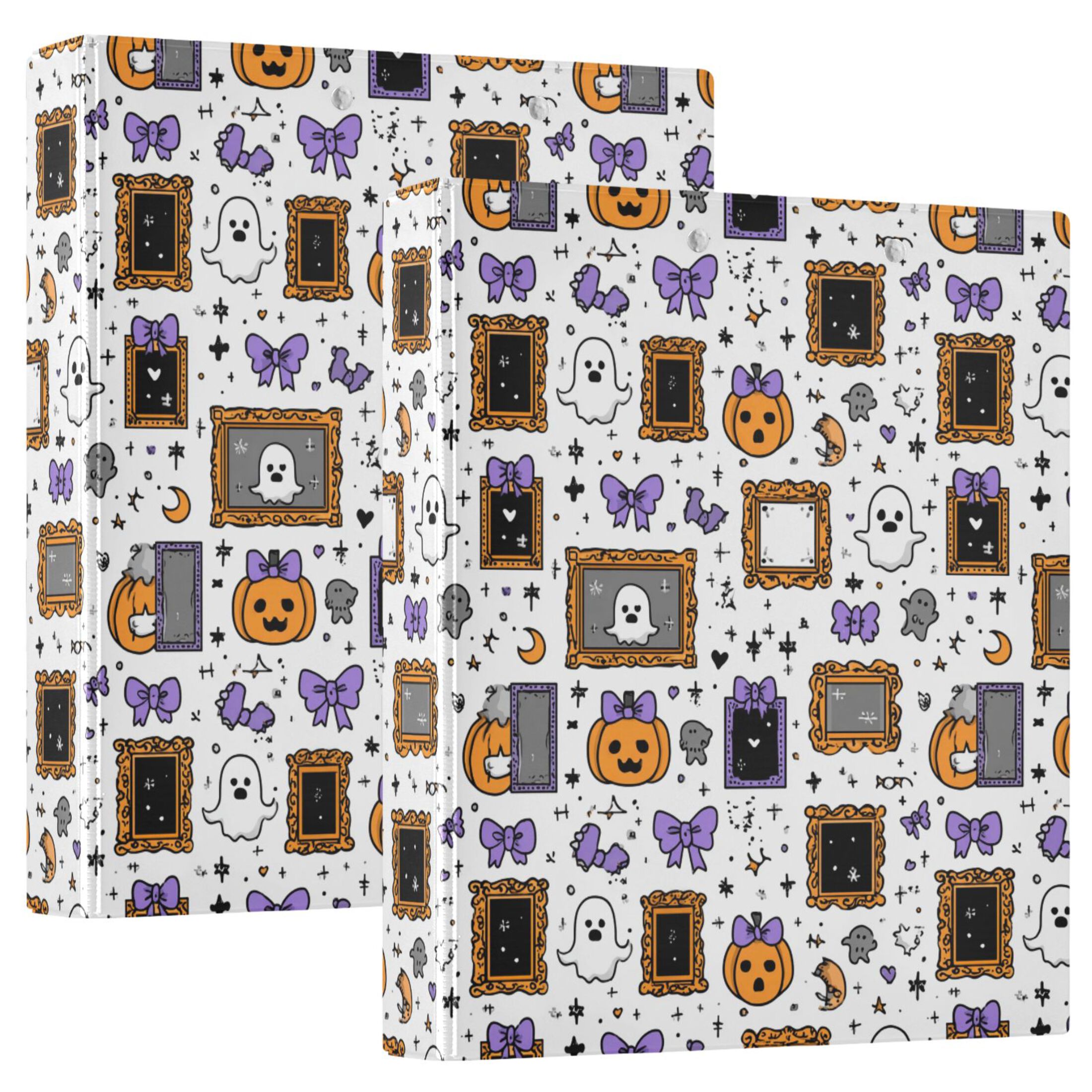 SPRIPORT Halloween Pumpkin Witch 1.5 Inch 3-Ring Binder - Holds 200 Sheets, PVC, Interior Pockets