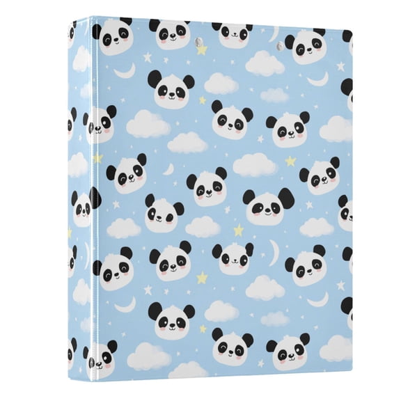 Three Ring Binder Cute Panda Clouds and Stars 1.5 Inch Round Binder D-Rings for Office Supplies and More