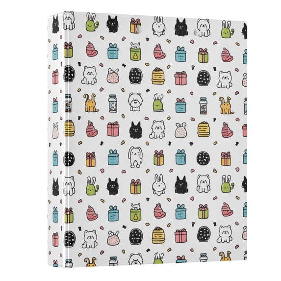 Three Ring Binder Cute Pet Snacks 1.5 Inch Round Binder D-Rings for Office Supplies and More