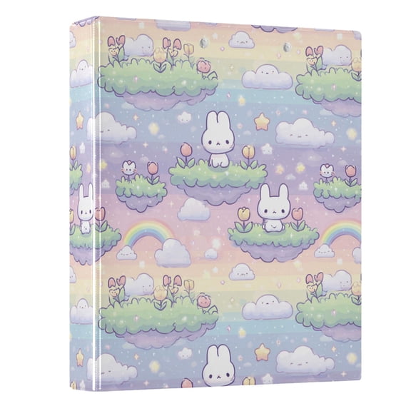 Three Ring Binder Cute Rabbit 1.5 Inch Round Binder D-Rings for Office Supplies and More