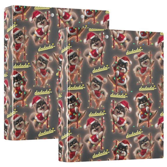 Three Ring Binder Dog Hat Lights Pattern 1.5 Inch Round Binder D-Rings for Office Supplies and More