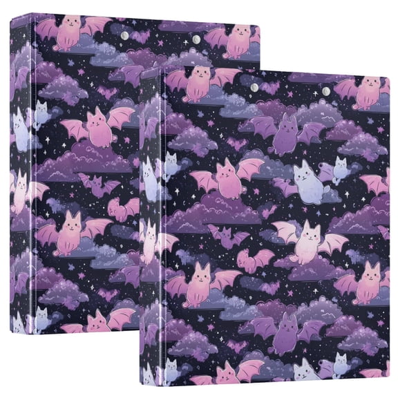Three Ring Binder Elderly Cat with Bat Wings 1.5 Inch Round Binder D-Rings for Office Supplies and More