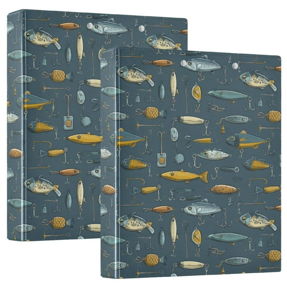 Three Ring Binder Fishing Hook Doodle 1.5 Inch Round Binder D-Rings for Office Supplies and More