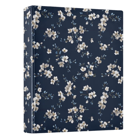 Three Ring Binder Floral Navy 1.5 Inch Round Binder D-Rings for Office Supplies and More