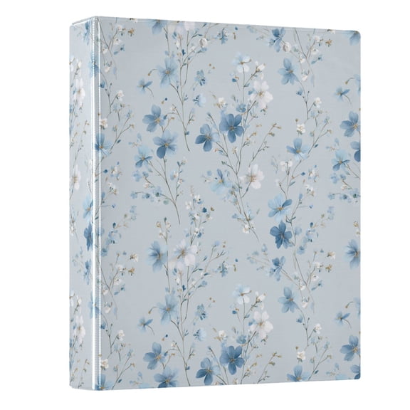 Three Ring Binder Flower Blue 1.5 Inch Round Binder D-Rings for Office Supplies and More