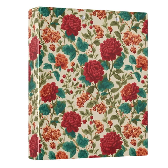 Three Ring Binder Flowers Bright Red 1.5 Inch Round Binder D-Rings for Office Supplies and More