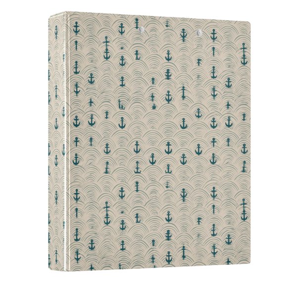 Three Ring Binder Geometric Wave Anchor 1.5 Inch Round Binder D-Rings for Office Supplies and More