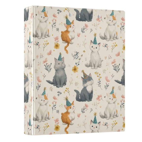 Three Ring Binder Happy Birthday Cat 1.5 Inch Round Binder D-Rings for Office Supplies and More